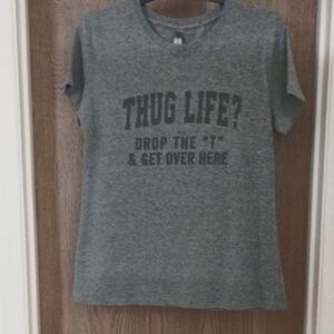 Gray Graphic T-Shirt with Bold Text